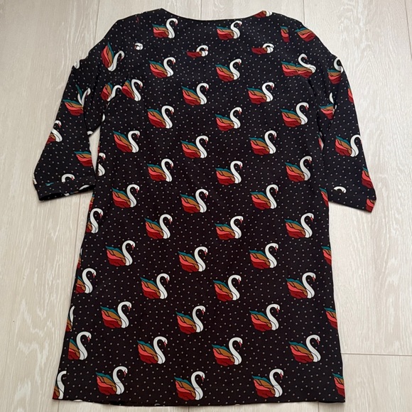 Fossil Black Multicolored Swan Polka Dot Pattern Dress - Picture 8 of 8